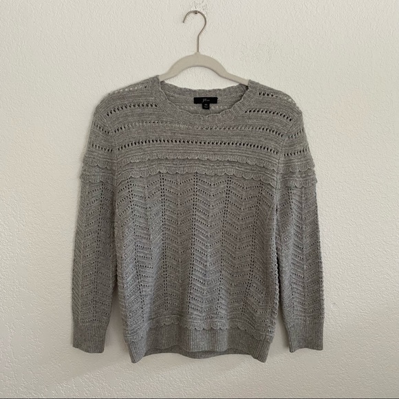 J. Crew Sweaters - NWOT J CREW Women’s XS Gray Crewneck Long-Sleeve Ruffle Wool Pullover Sweater